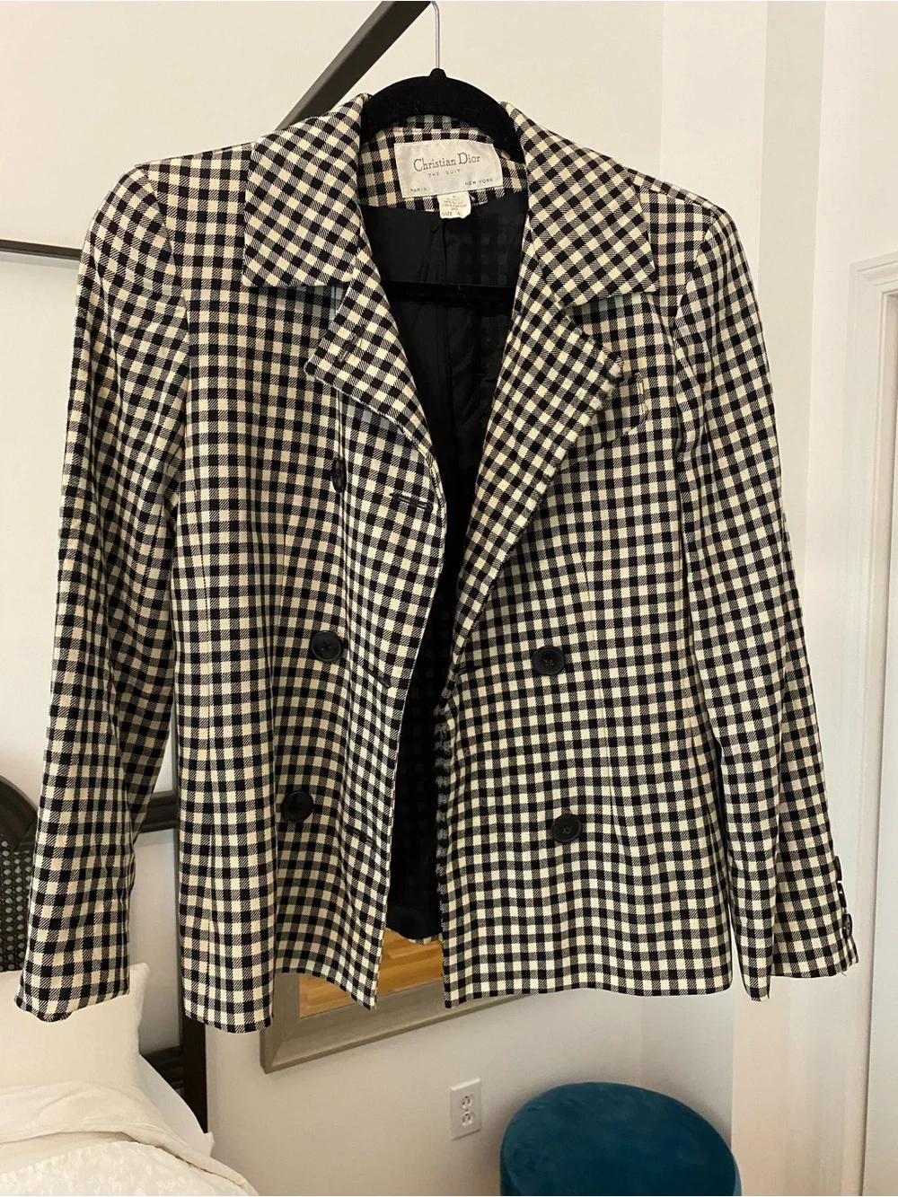 Christian Dior The Suit Vintage Wool Gingham Double-Breasted Jacket